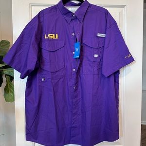 NWT Columbia LSU Fishing Shirt Size Large Color Purple